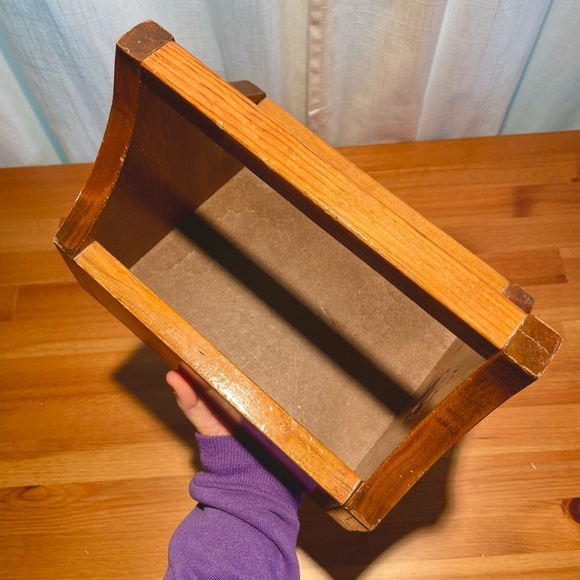 VTG Wood Craft Caddy Tool Box with Handle Decorative Plant Display Hobby Holder - Picture 14 of 16